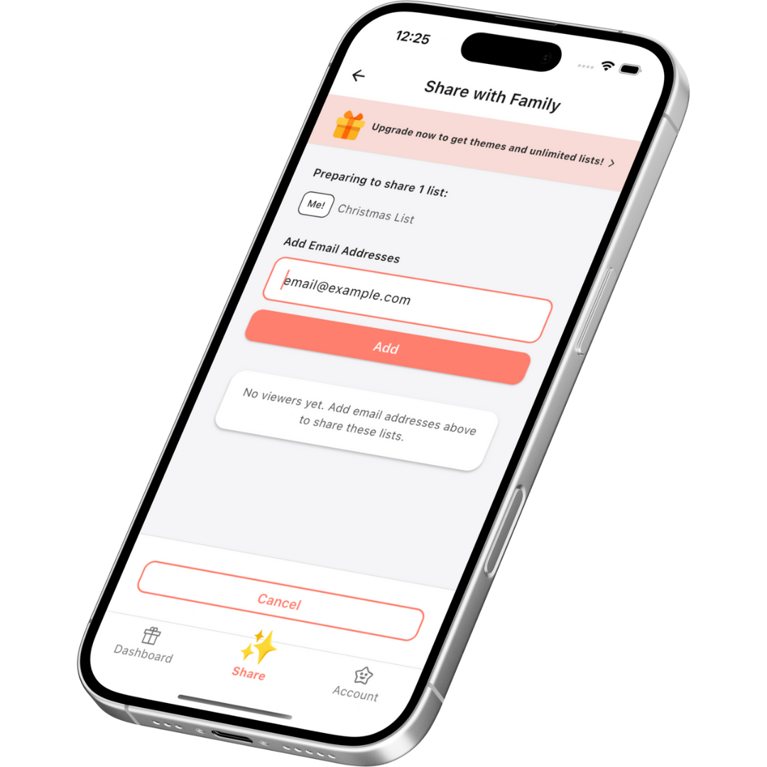 Share wishlist privately
